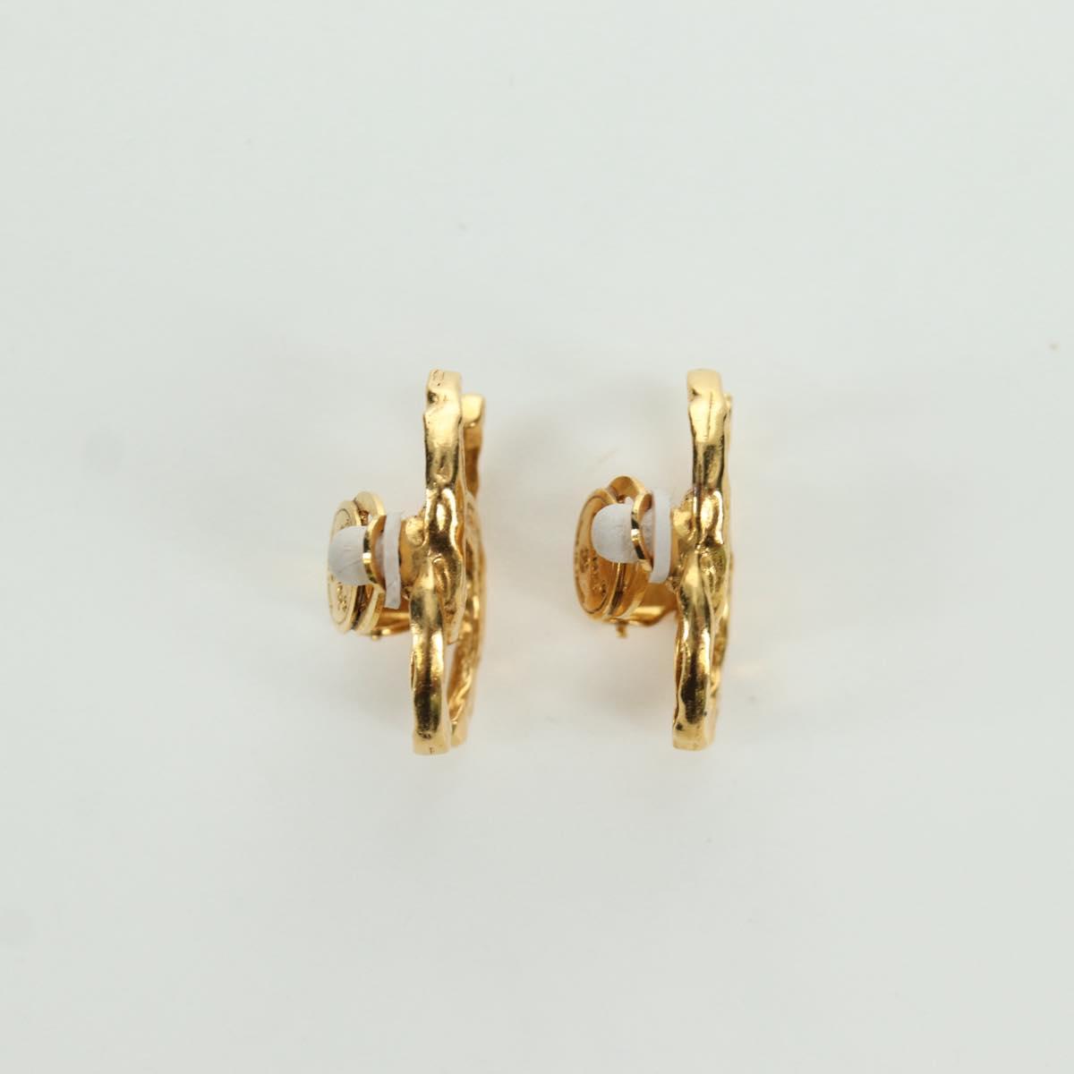 CHANEL Earring metal Gold Tone CC Auth YKZ407M