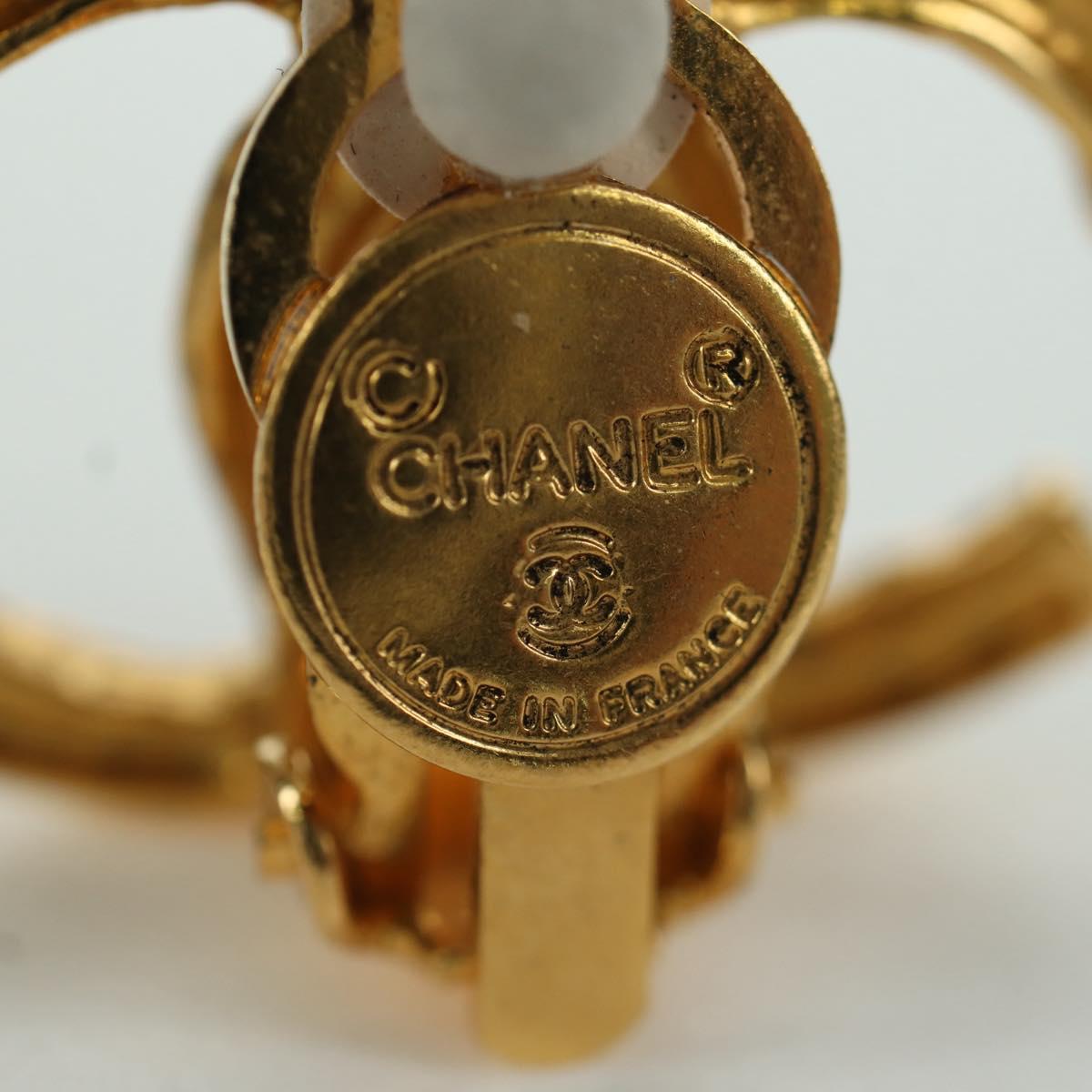 CHANEL Earring metal Gold Tone CC Auth YKZ407M