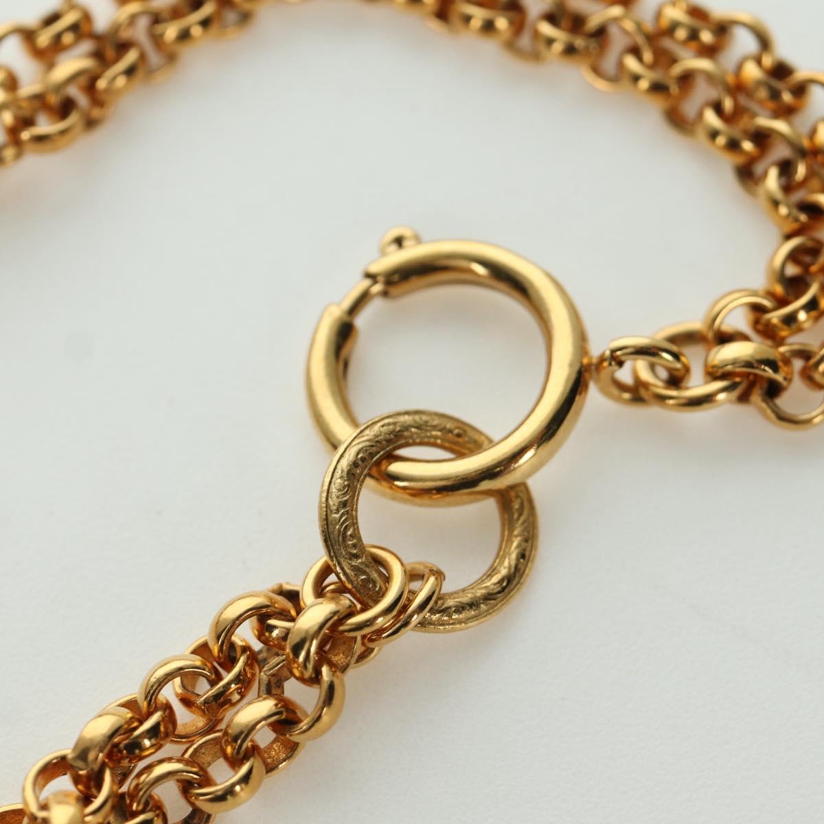 CHANEL Heart Necklace metal Gold Tone CC Auth YKZ408M