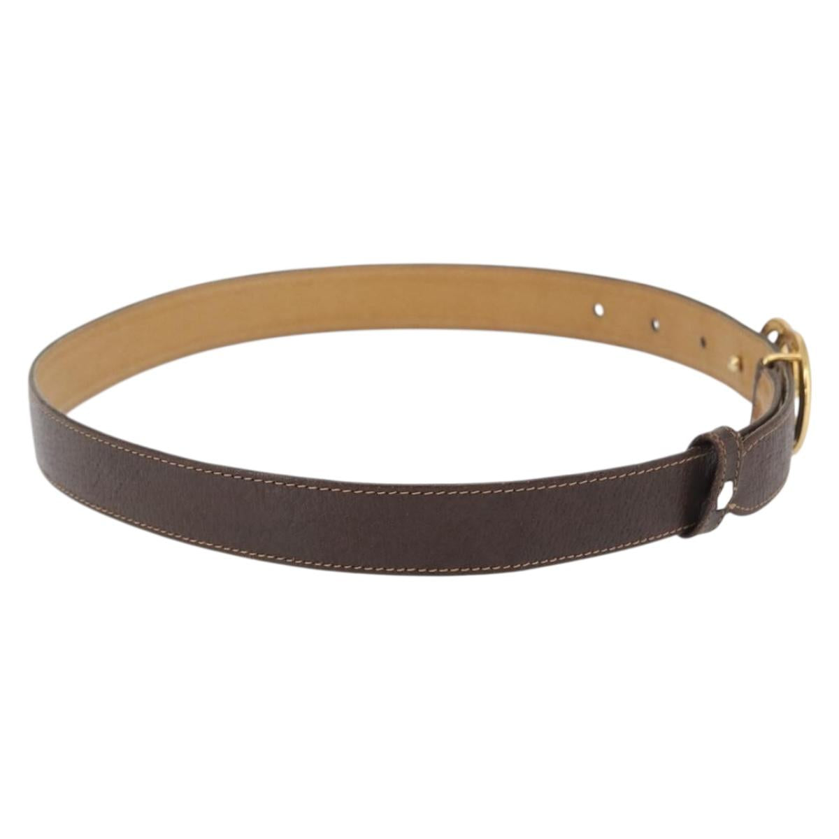 GUCCI Interlocking Belt Leather 31.9"" Brown Gold Auth YKZ409