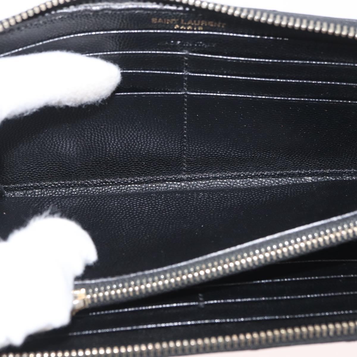 SAINT LAURENT Long Wallet Leather Black Gold Auth YKZ412