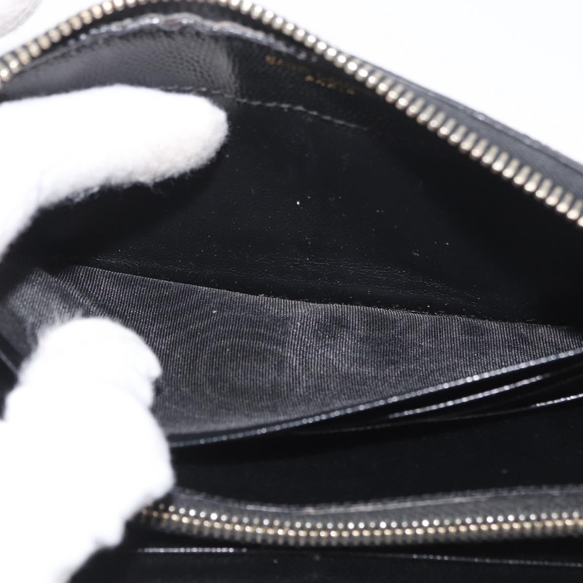 SAINT LAURENT Long Wallet Leather Black Gold Auth YKZ412