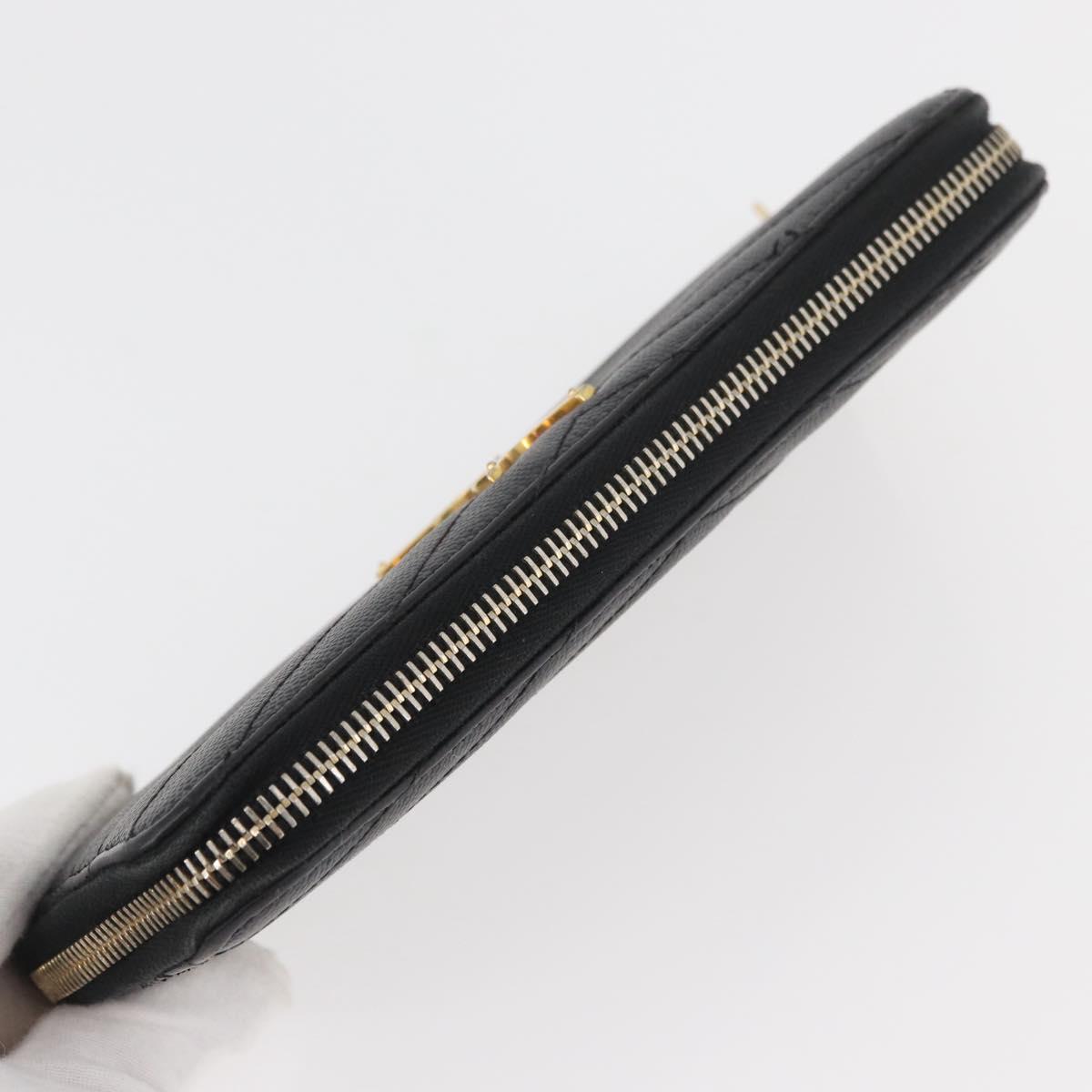 SAINT LAURENT Long Wallet Leather Black Gold Auth YKZ412
