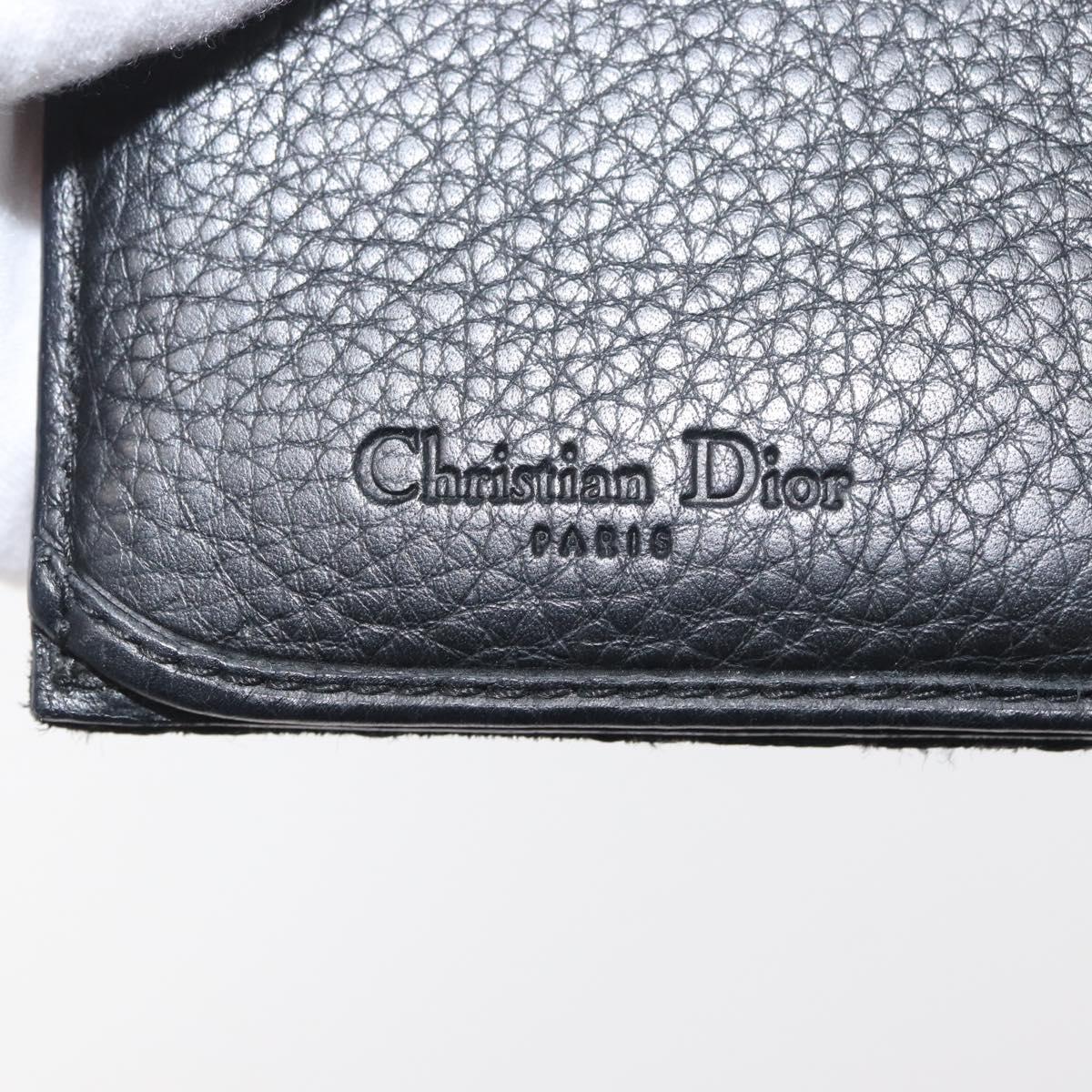 Christian Dior Trotter Canvas Long Wallet Black Silver Auth YKZ413A