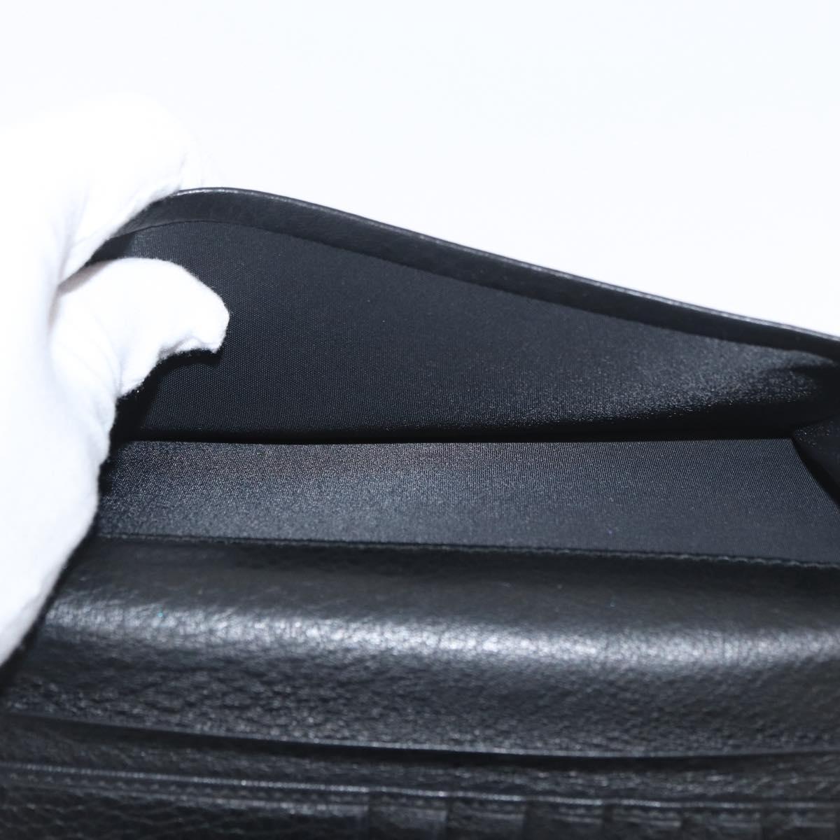 Christian Dior Trotter Canvas Long Wallet Black Silver Auth YKZ413A