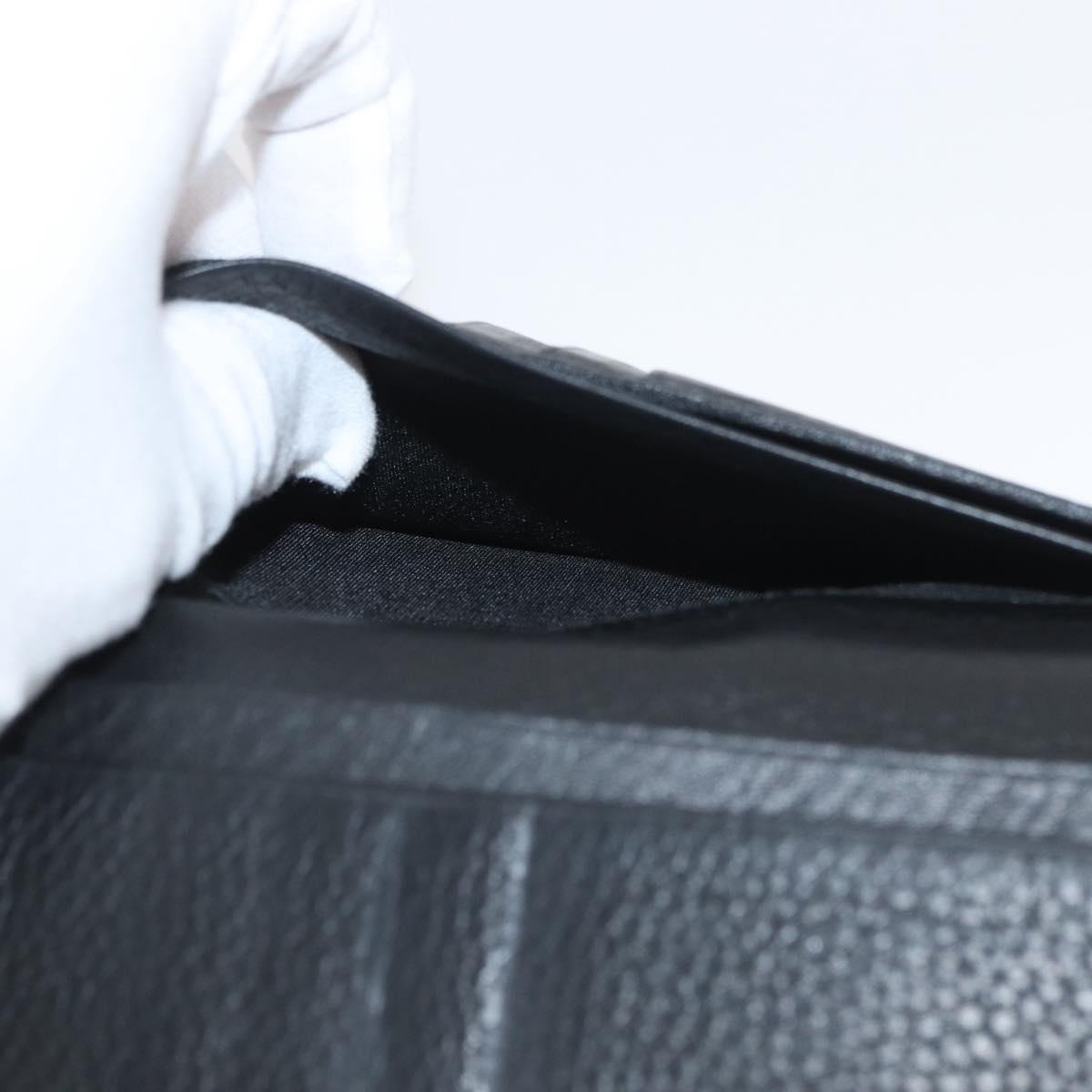 Christian Dior Trotter Canvas Long Wallet Black Silver Auth YKZ413A