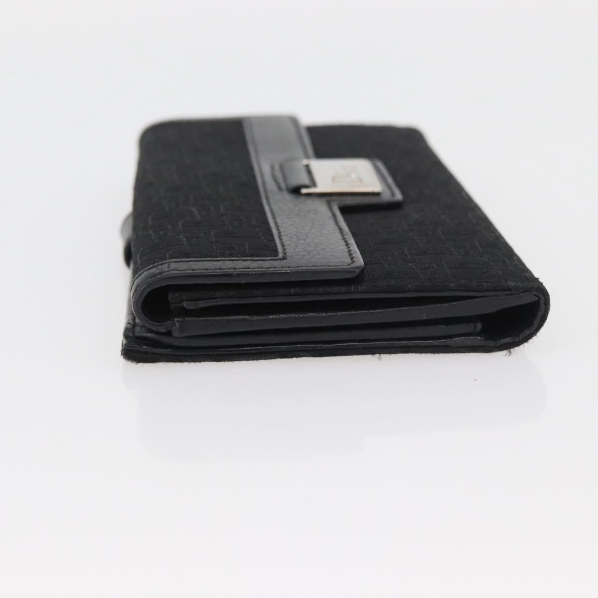 Christian Dior Trotter Canvas Long Wallet Black Silver Auth YKZ413A