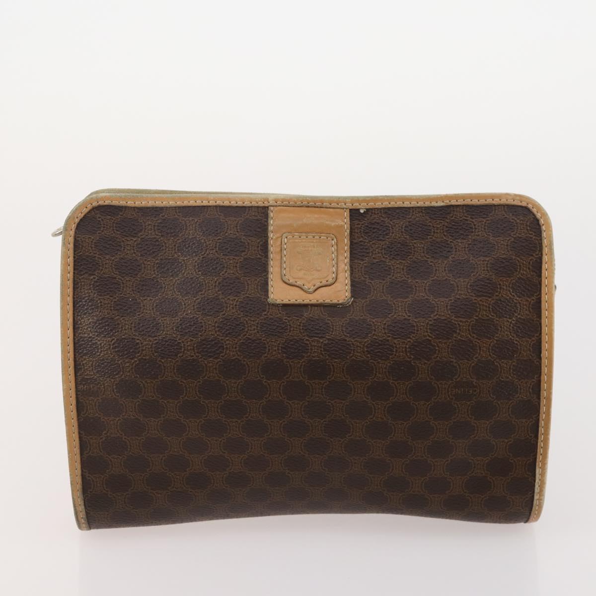 CELINE Macadam Canvas Clutch Bag PVC Leather 5 Set Brown Navy beige Auth YKZ425