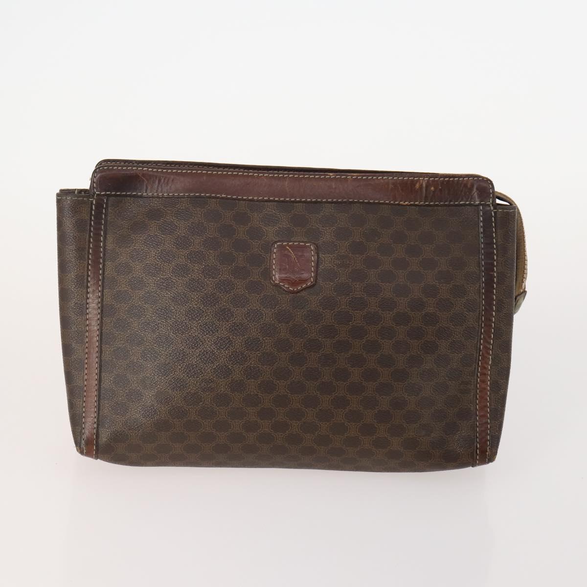 CELINE Macadam Canvas Clutch Bag PVC Leather 5 Set Brown Navy beige Auth YKZ425
