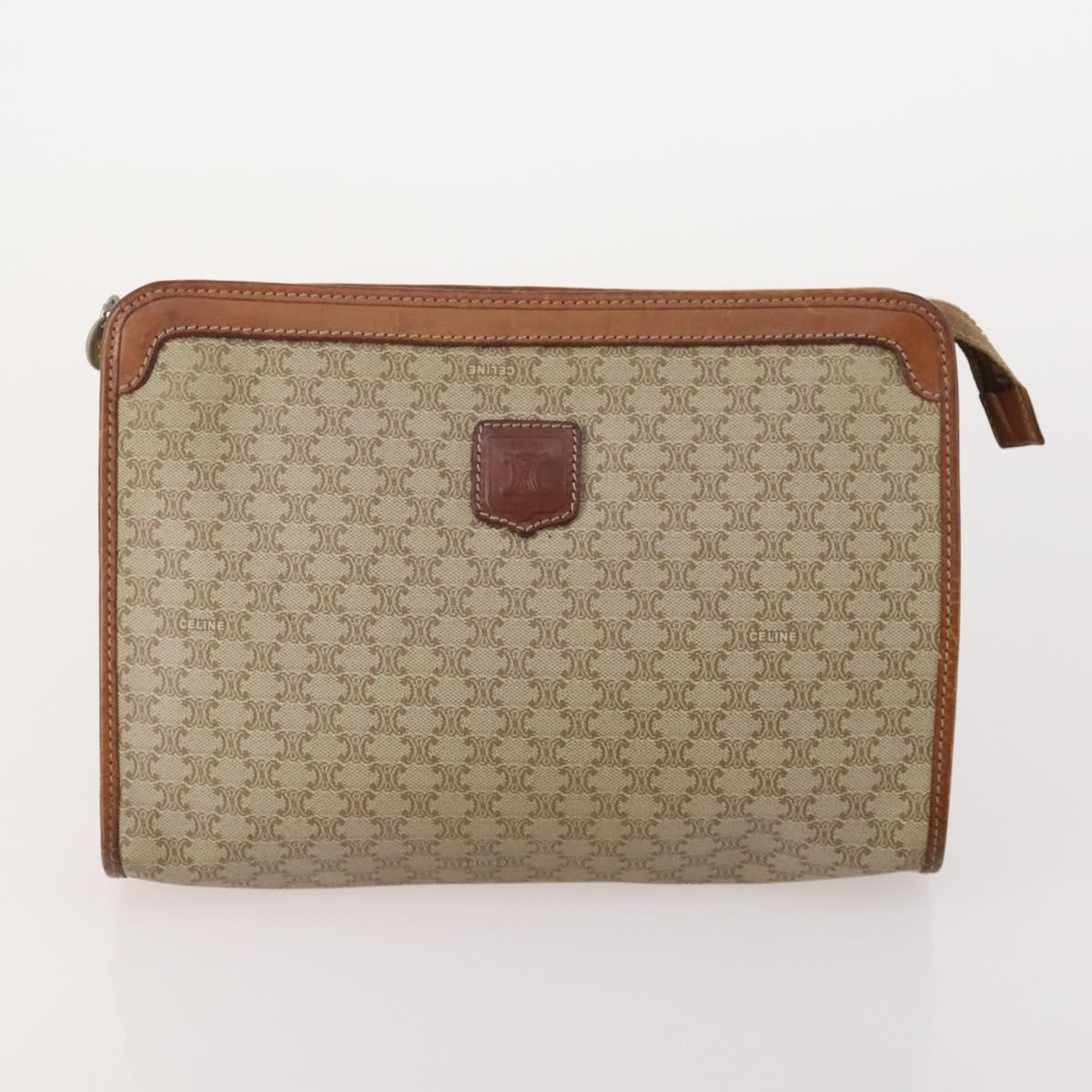 CELINE Macadam Canvas Clutch Bag PVC Leather 5 Set Brown Navy beige Auth YKZ425