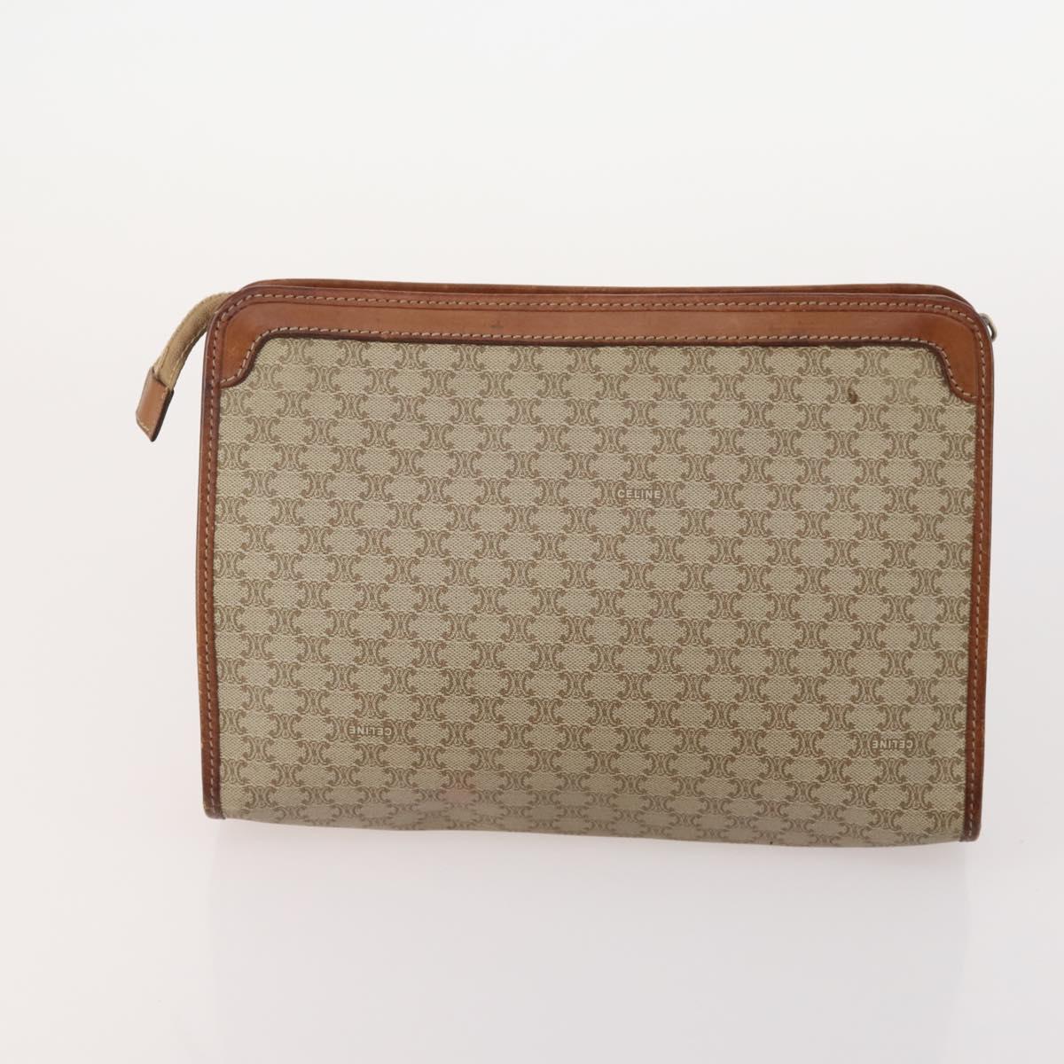 CELINE Macadam Canvas Clutch Bag PVC Leather 5 Set Brown Navy beige Auth YKZ425
