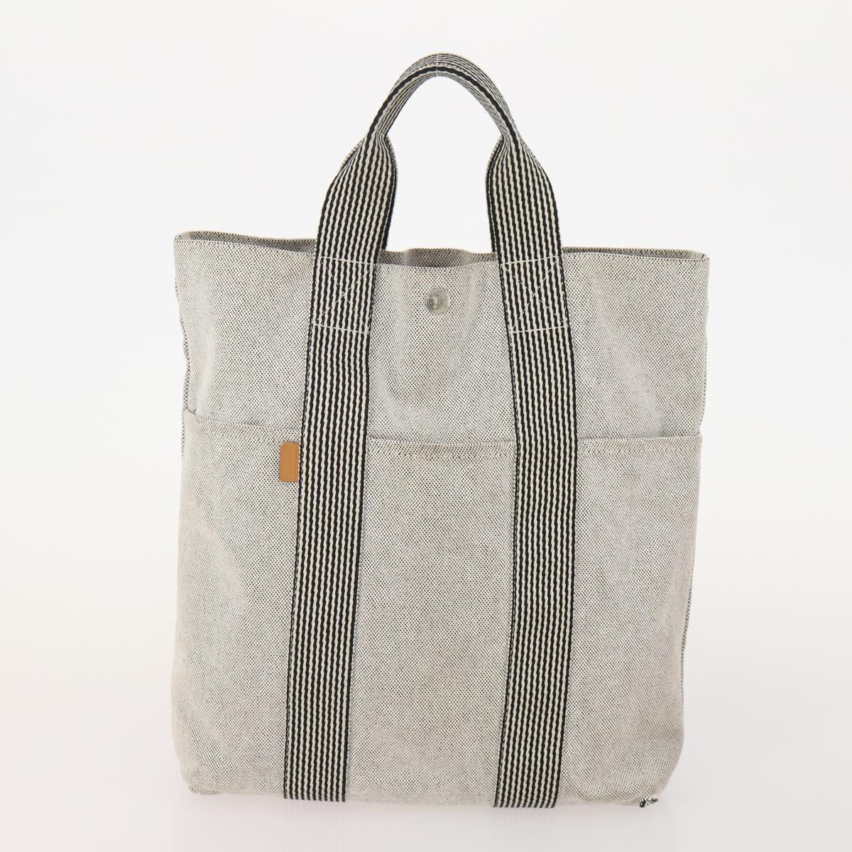 HERMES Fourre Tout Hand Bag Canvas 4 Set White Black Red Auth YKZ427