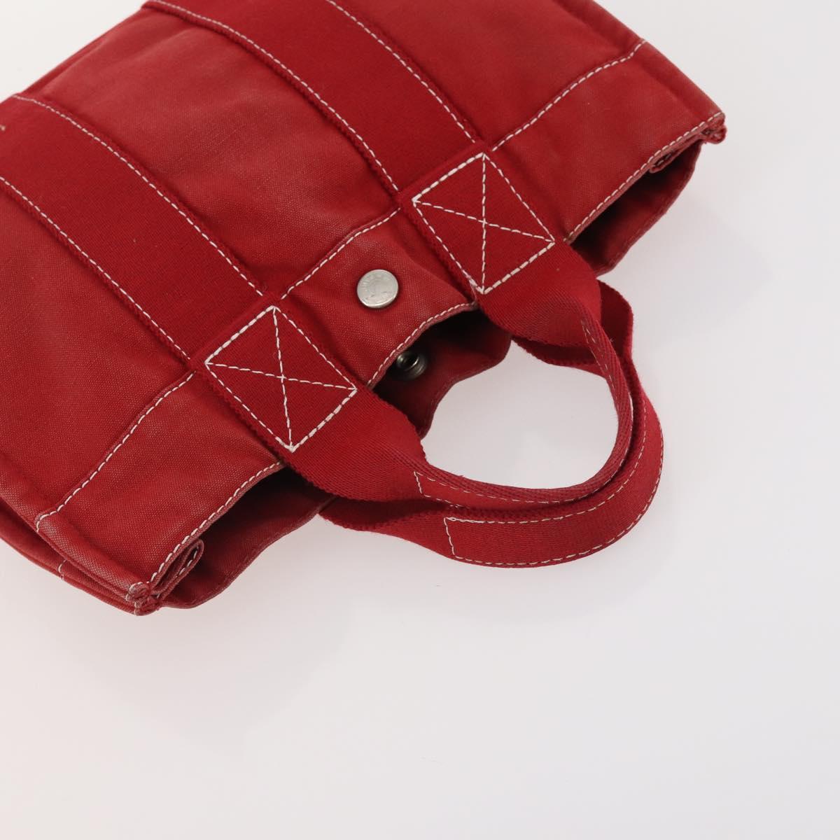 HERMES Fourre Tout Hand Bag Canvas 4 Set White Black Red Auth YKZ427