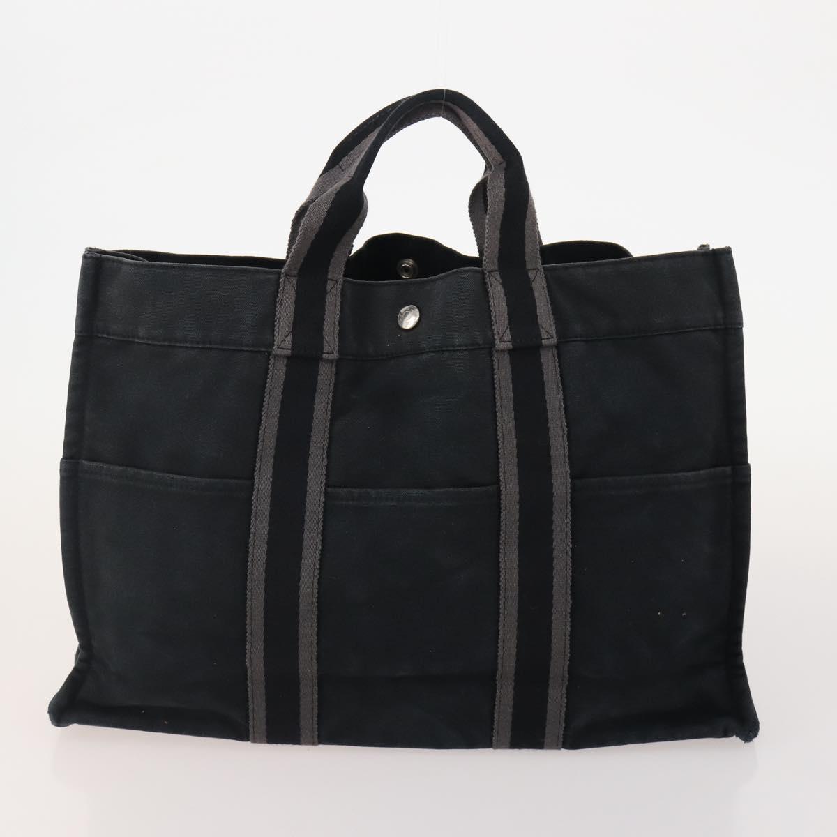HERMES Fourre Tout Hand Bag Canvas 4 Set White Black Red Auth YKZ427