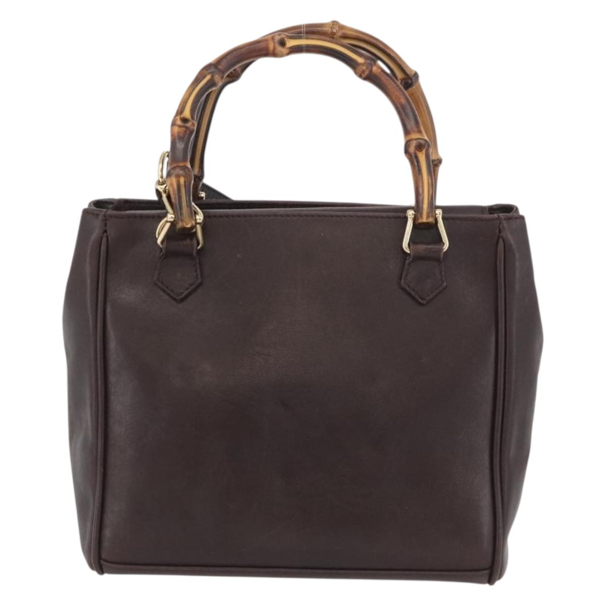 GUCCI Bamboo Hand Bag Leather 2way Bordeaux Gold 000 2122 0316 Auth YKZ453
