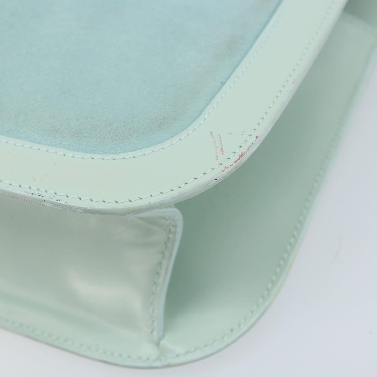 LOEWE Hand Bag Suede Baby Blue Gold Auth YKZ454