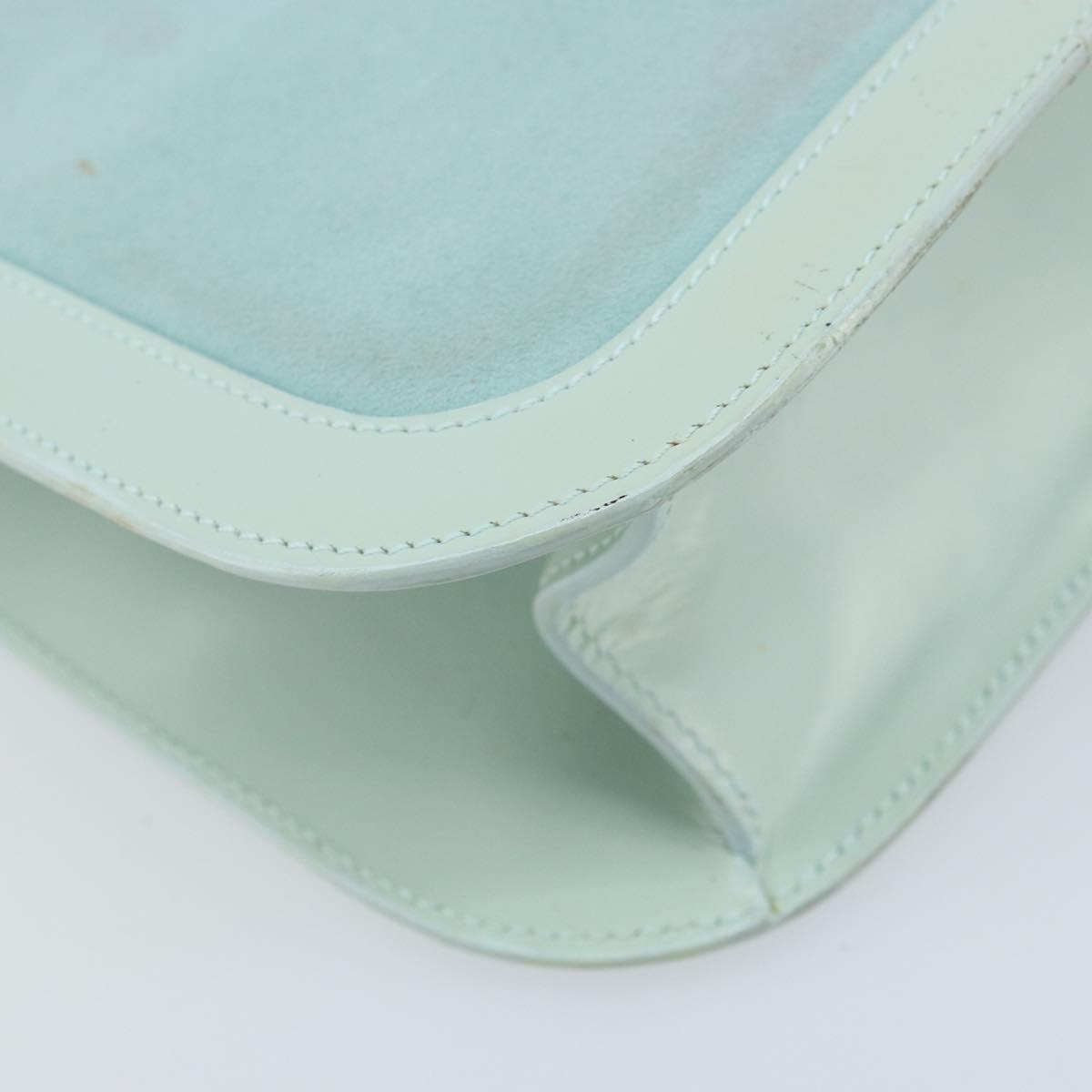 LOEWE Hand Bag Suede Baby Blue Gold Auth YKZ454