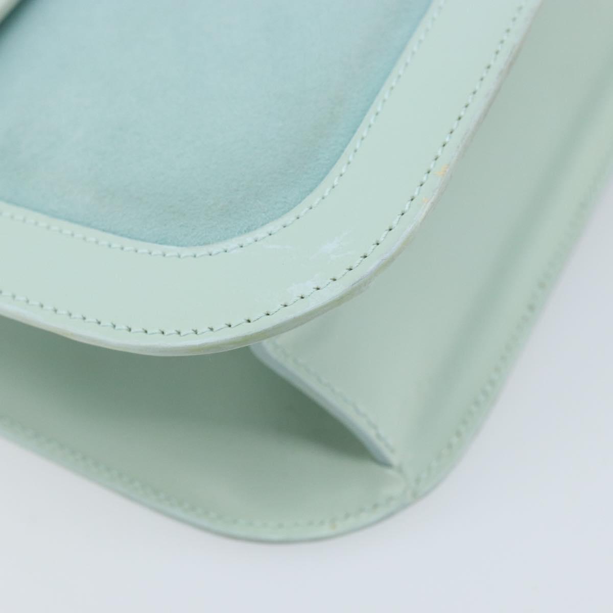 LOEWE Hand Bag Suede Baby Blue Gold Auth YKZ454