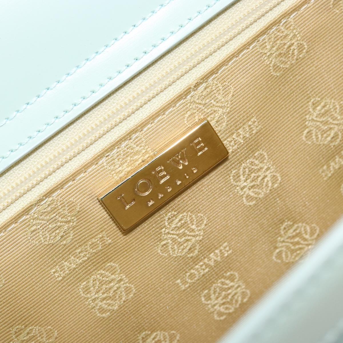 LOEWE Hand Bag Suede Baby Blue Gold Auth YKZ454