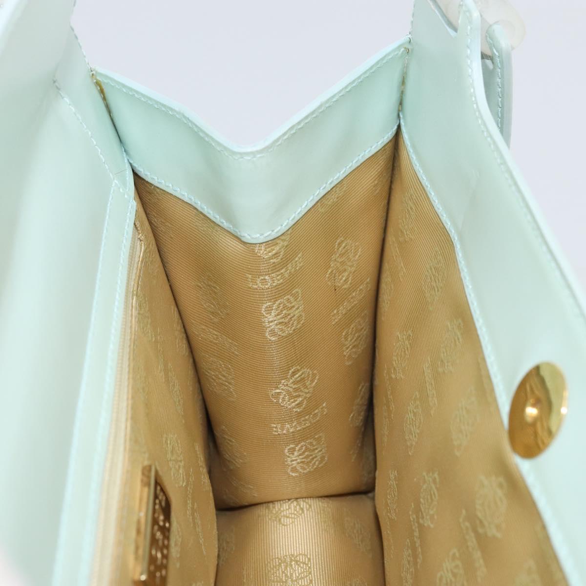 LOEWE Hand Bag Suede Baby Blue Gold Auth YKZ454