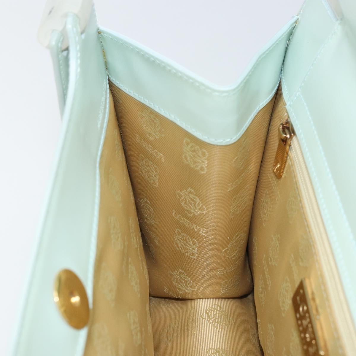 LOEWE Hand Bag Suede Baby Blue Gold Auth YKZ454