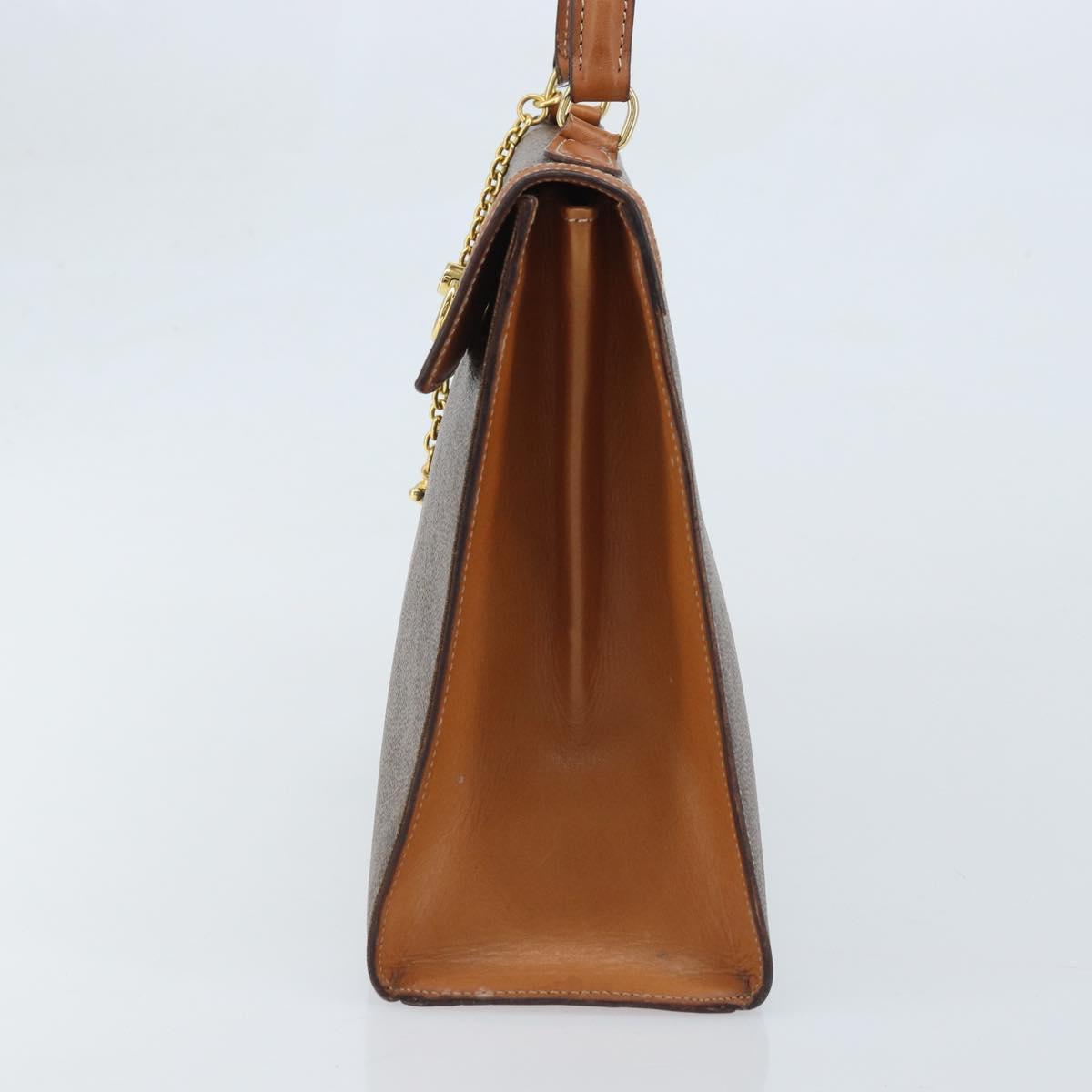 CELINE Macadam Canvas Hand Bag PVC Leather Brown Gold Auth YKZ473A