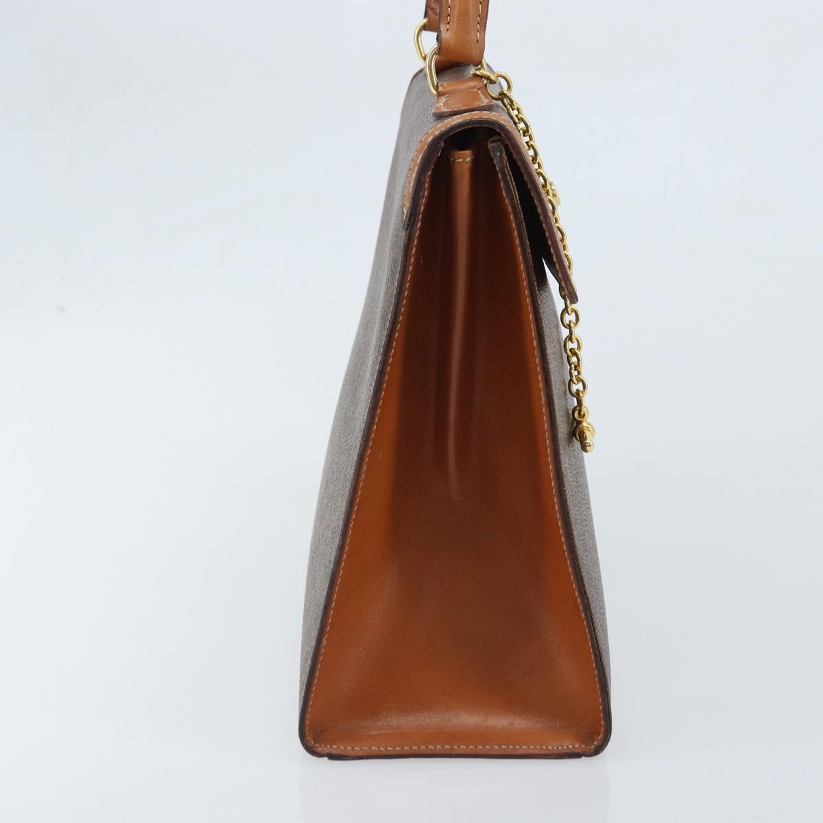 CELINE Macadam Canvas Hand Bag PVC Leather Brown Gold Auth YKZ473A