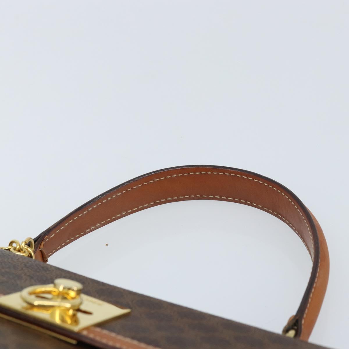 CELINE Macadam Canvas Hand Bag PVC Leather Brown Gold Auth YKZ473A