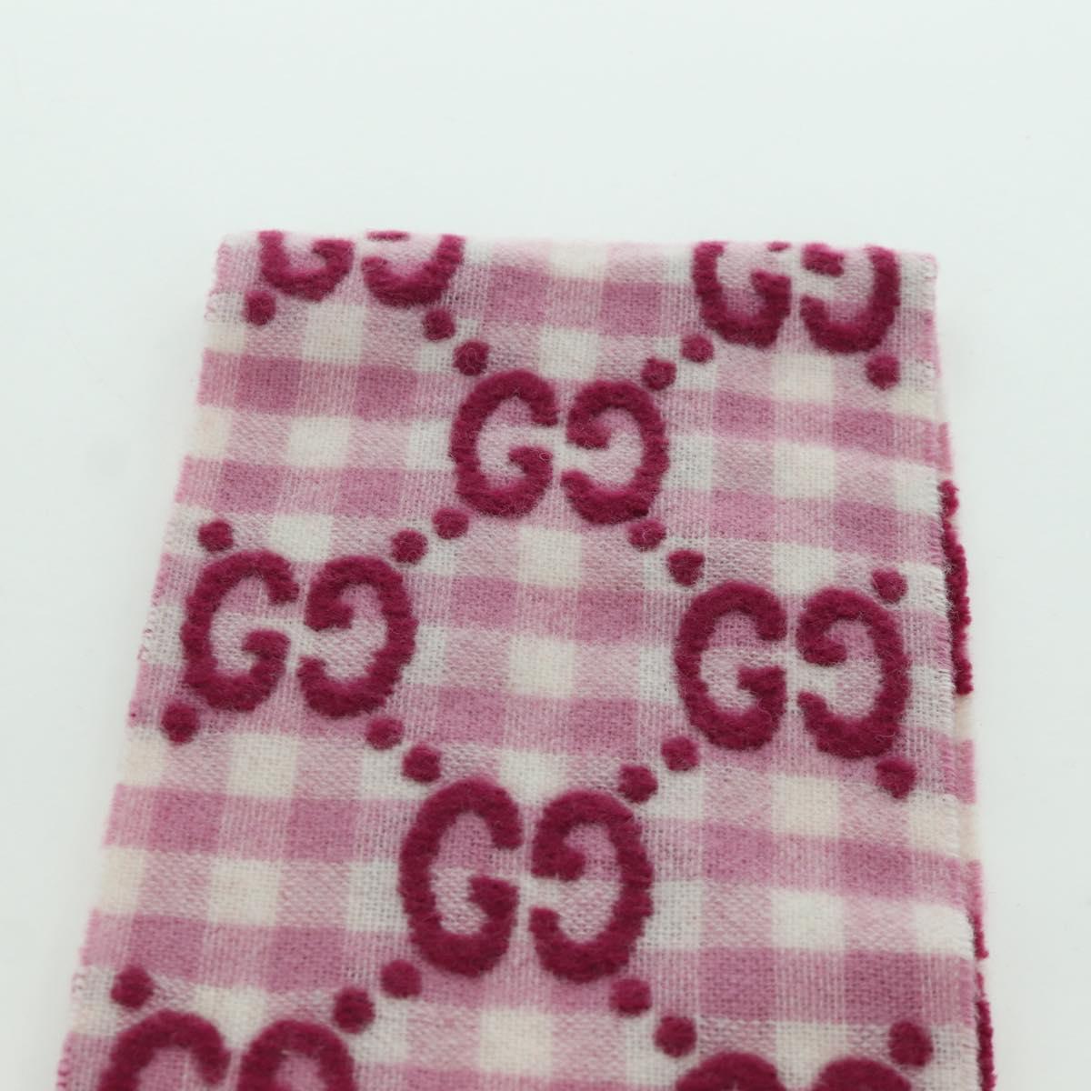 GUCCI GG Scarf Wool Pink Auth YKZ483M