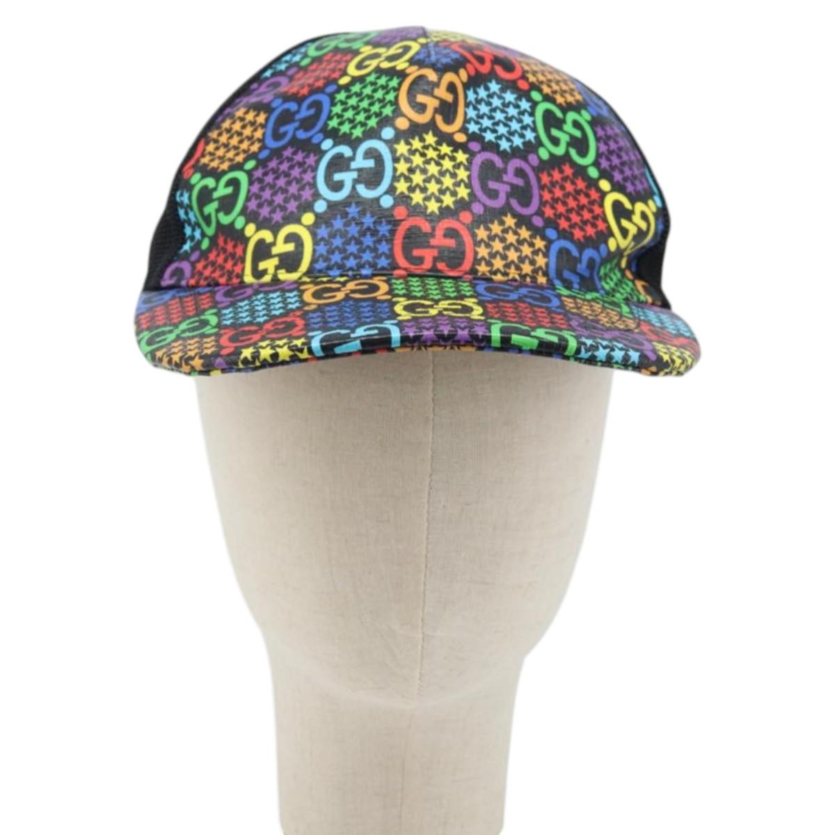 GUCCI GG Psychedelic Cap PVC Multicolor 517074 Auth YKZ486A
