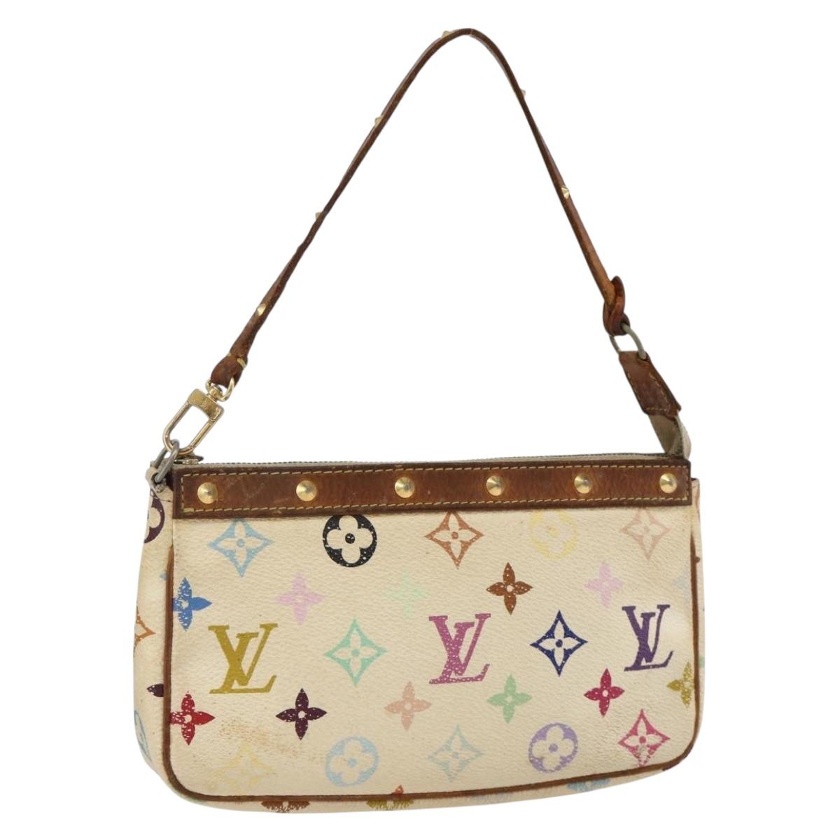 LOUIS VUITTON Multicolor Pochette Accessoires Pouch White M92649 Auth YKZ487