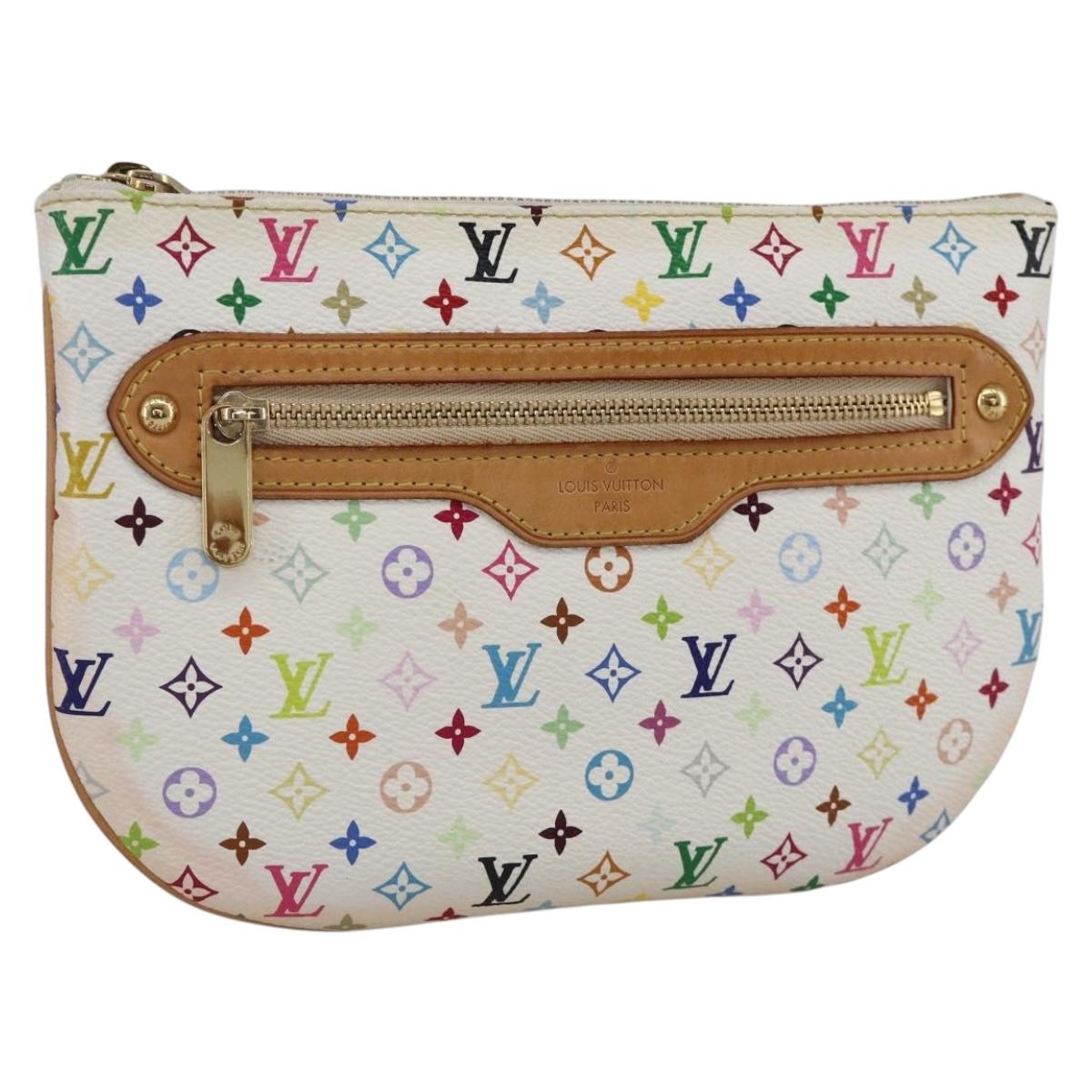 LOUIS VUITTON Monogram Multicolor Pochette GM Pouch White M60027 Auth YKZ490A