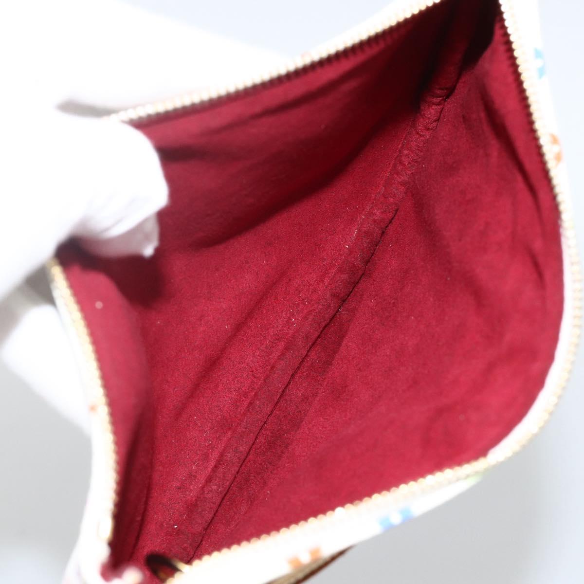 LOUIS VUITTON Monogram Multicolor Pochette GM Pouch White M60027 Auth YKZ490A
