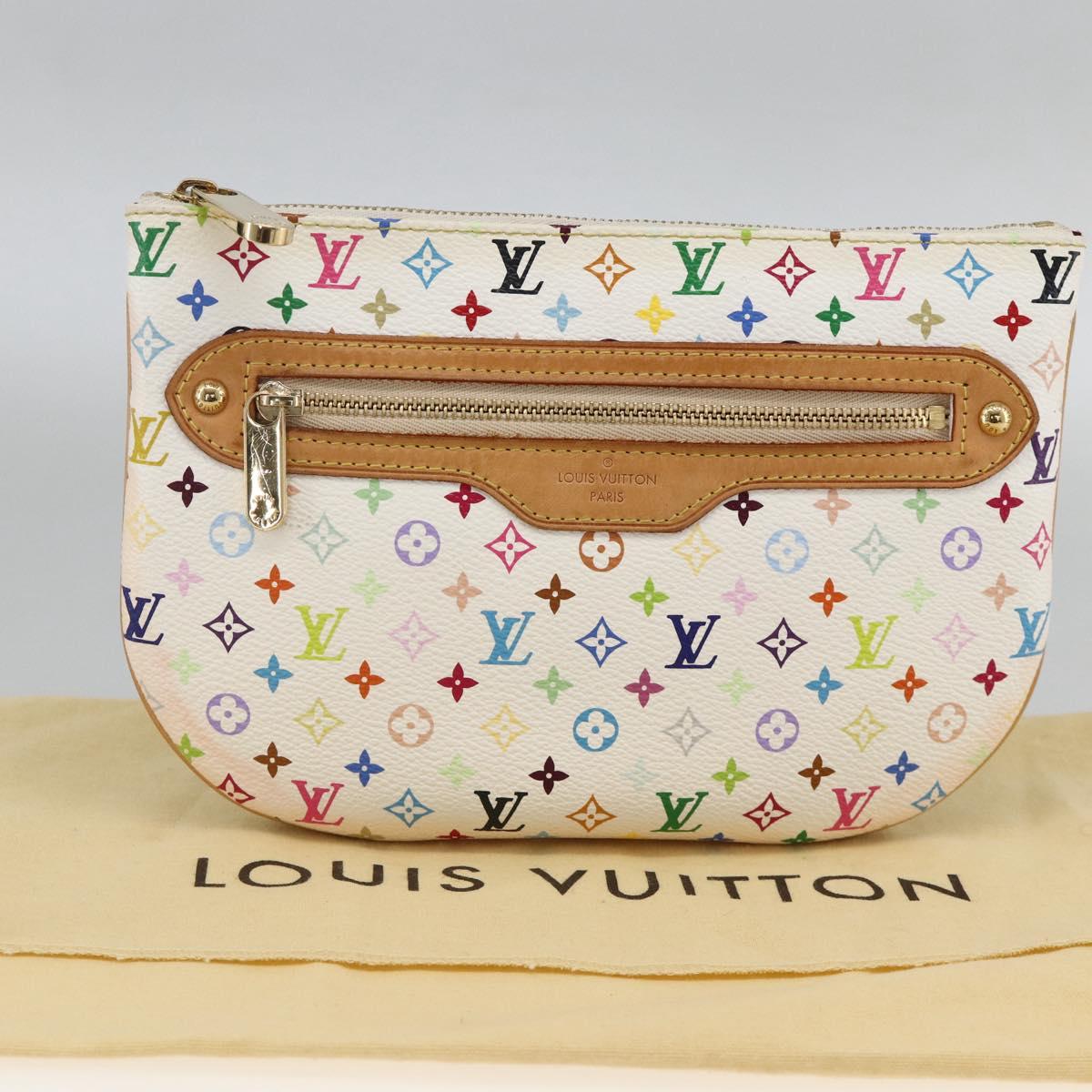 LOUIS VUITTON Monogram Multicolor Pochette GM Pouch White M60027 Auth YKZ490A