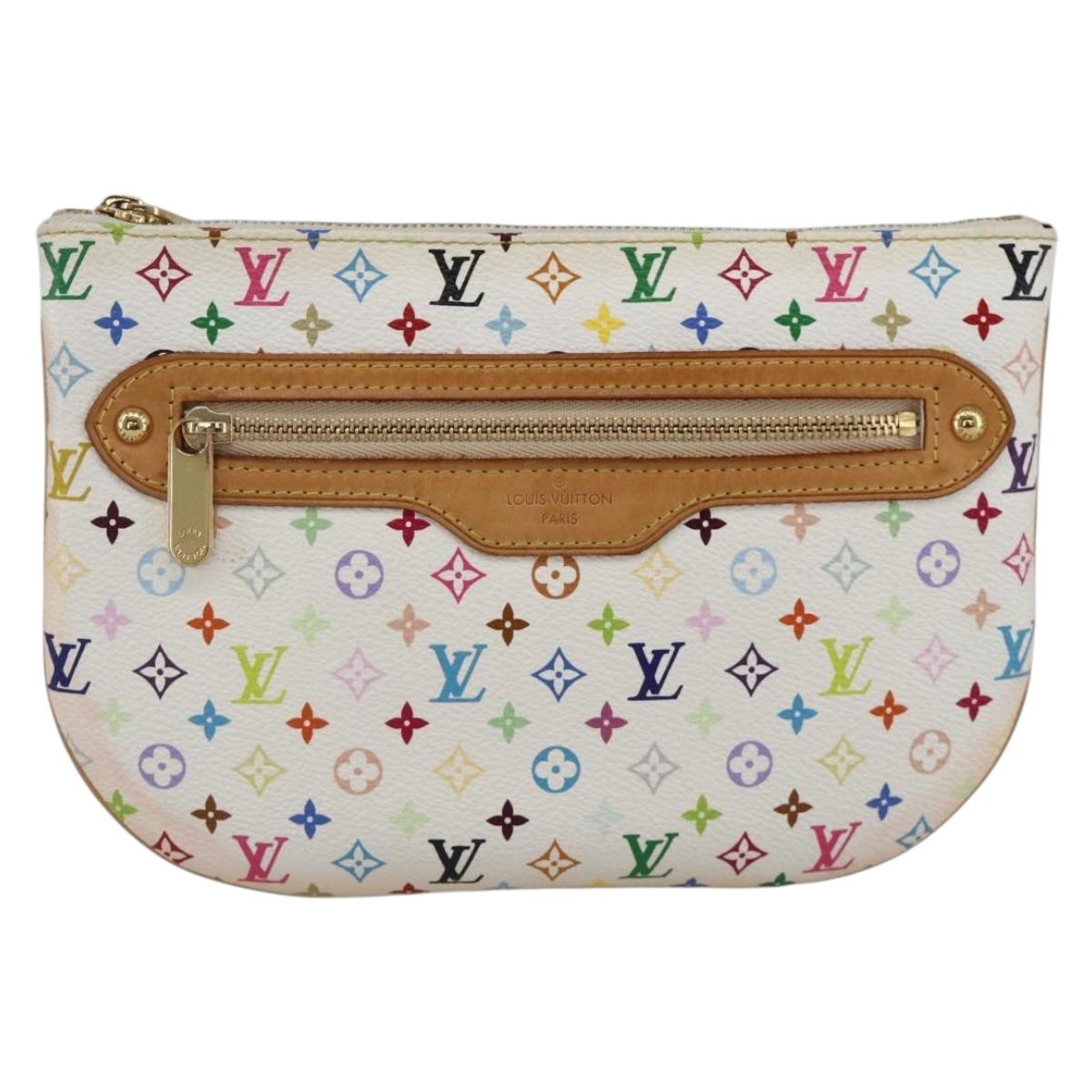LOUIS VUITTON Monogram Multicolor Pochette GM Pouch White M60027 Auth YKZ490A