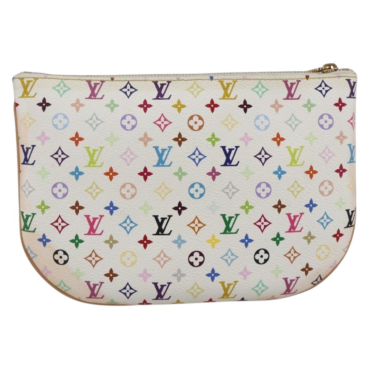LOUIS VUITTON Monogram Multicolor Pochette GM Pouch White M60027 Auth YKZ490A