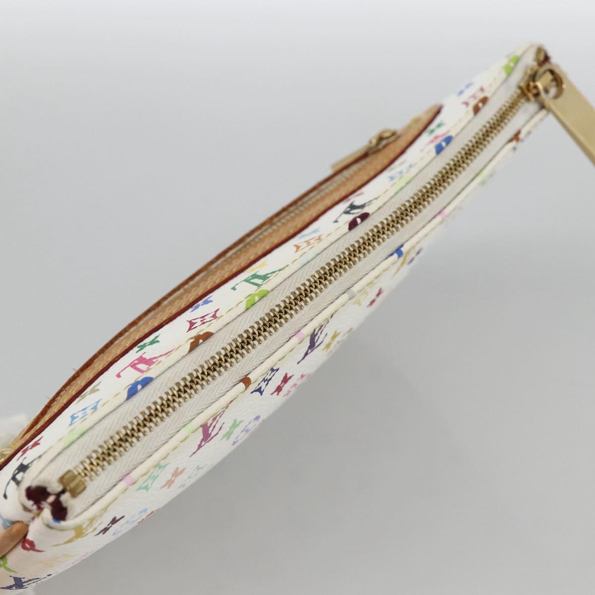 LOUIS VUITTON Monogram Multicolor Pochette GM Pouch White M60027 Auth YKZ490A