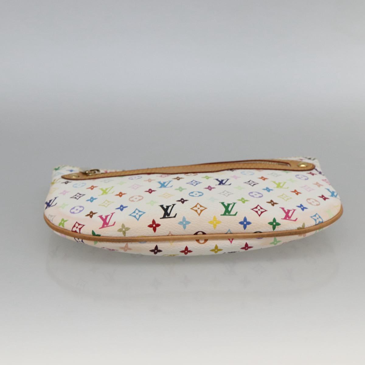 LOUIS VUITTON Monogram Multicolor Pochette GM Pouch White M60027 Auth YKZ490A