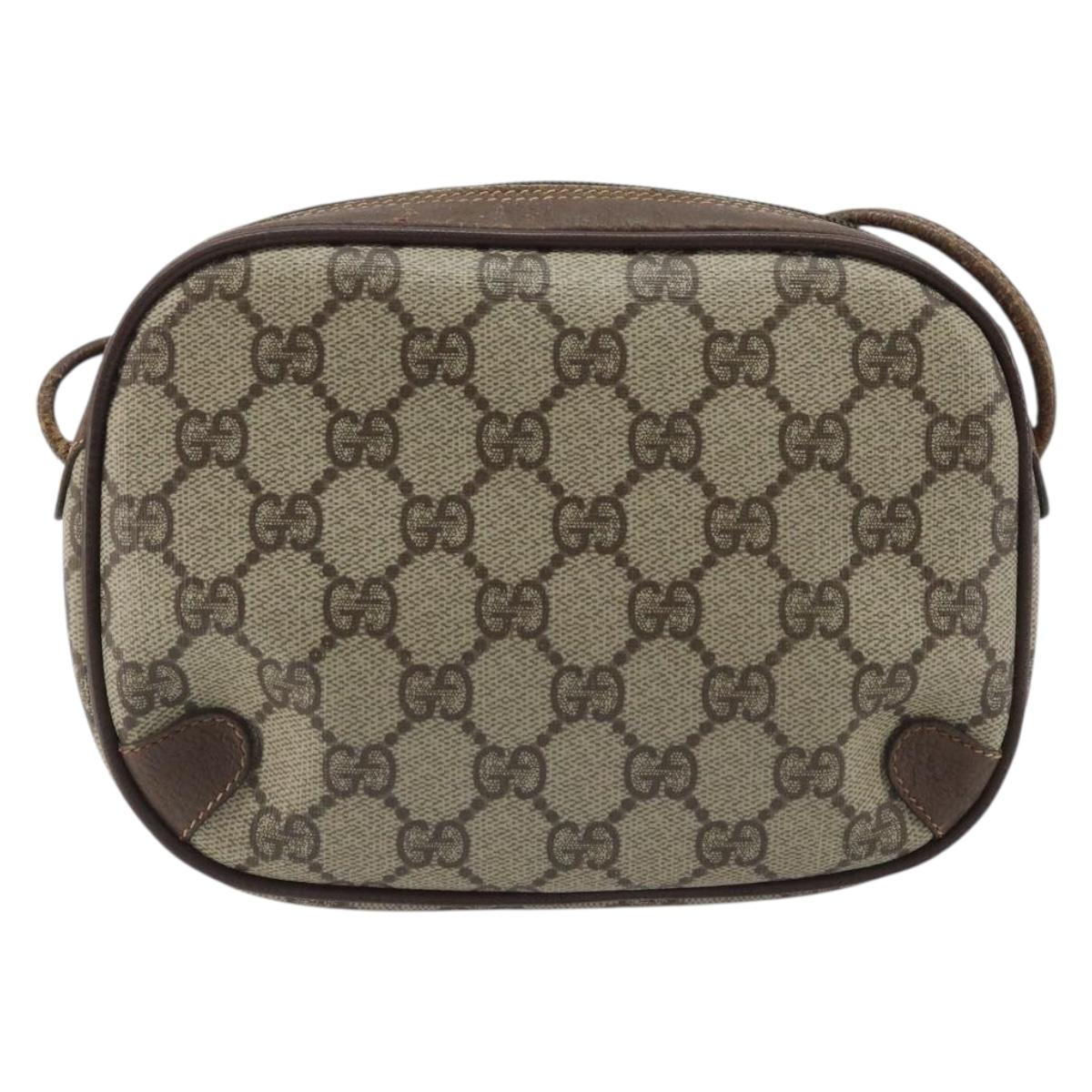GUCCI GG Supreme Web Sherry Line Bag PVC Beige Gold 156 02 066 Auth YKZ499