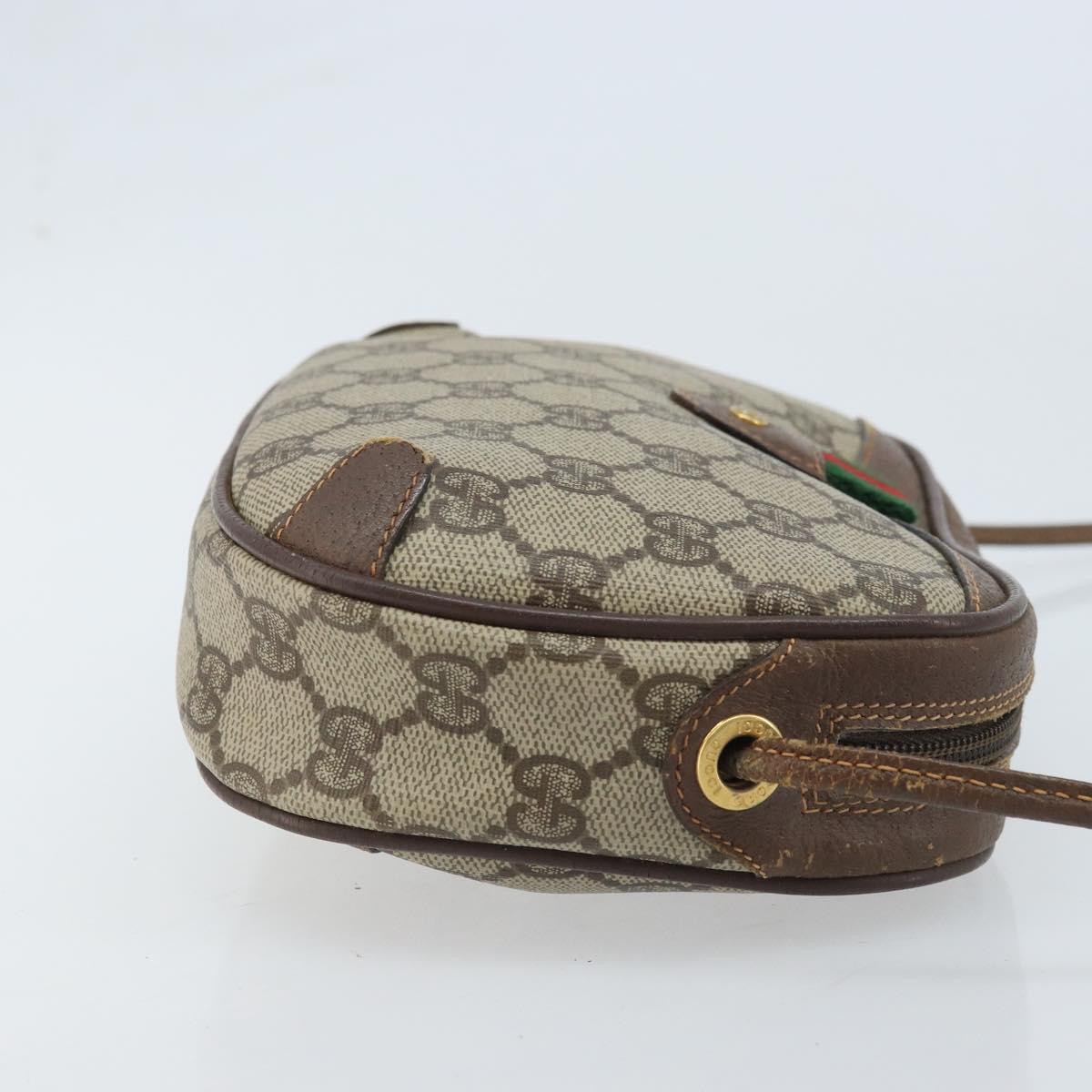 GUCCI GG Supreme Web Sherry Line Bag PVC Beige Gold 156 02 066 Auth YKZ499