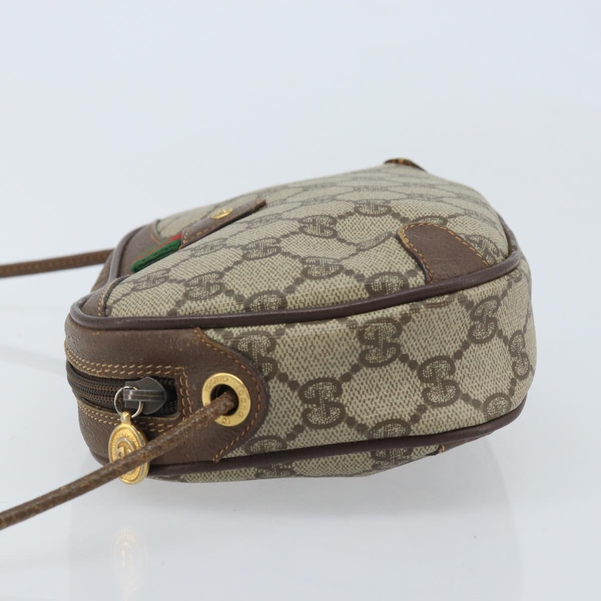 GUCCI GG Supreme Web Sherry Line Bag PVC Beige Gold 156 02 066 Auth YKZ499