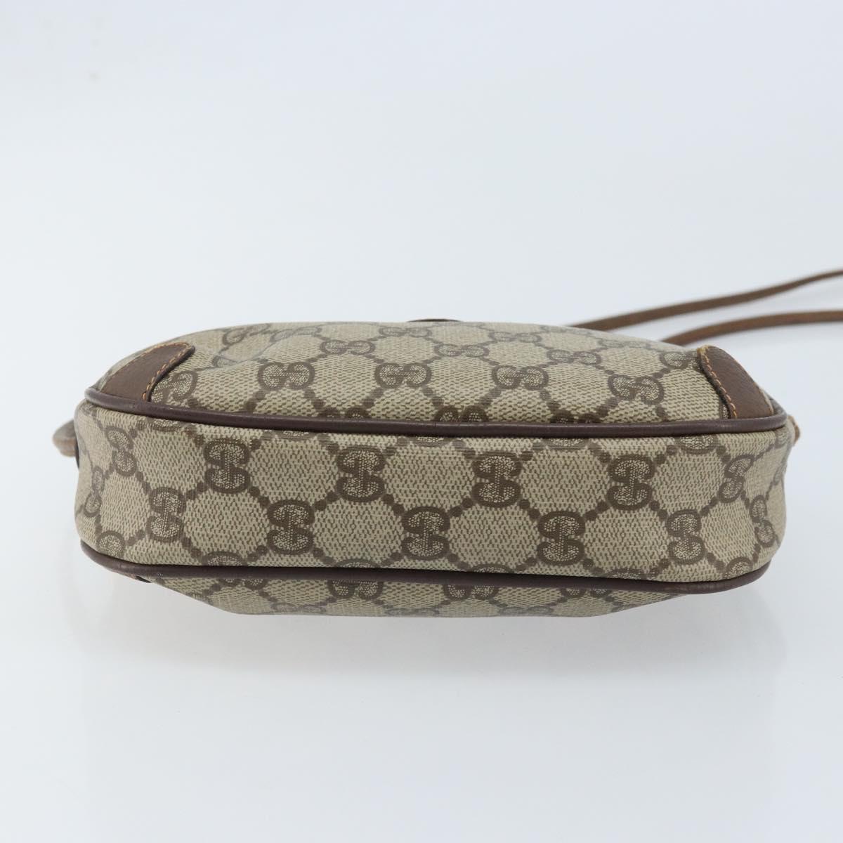 GUCCI GG Supreme Web Sherry Line Bag PVC Beige Gold 156 02 066 Auth YKZ499