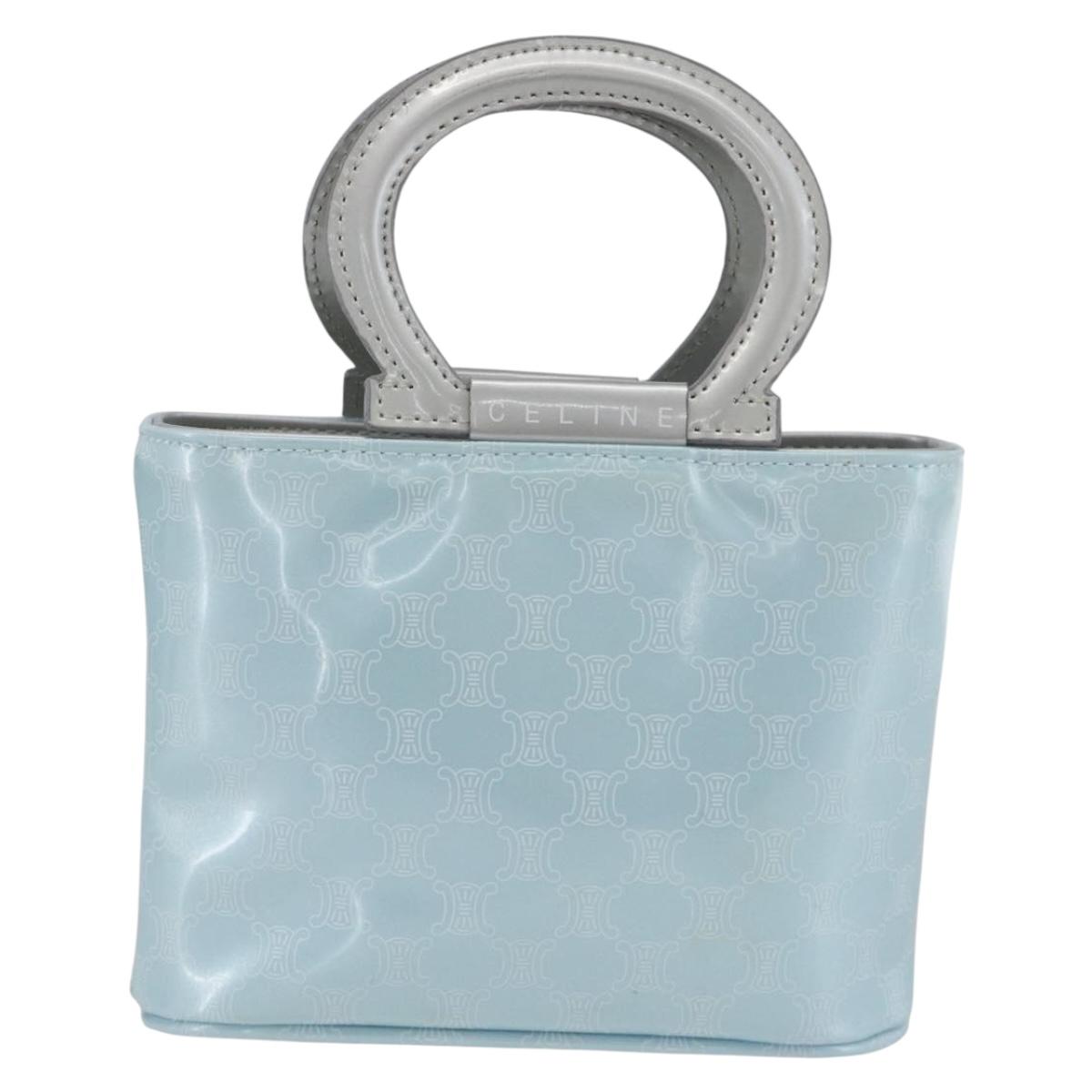 CELINE Macadam Canvas Hand Pouch Light Blue Auth YKZ501A