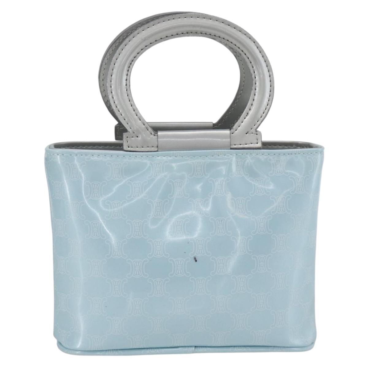 CELINE Macadam Canvas Hand Pouch Light Blue Auth YKZ501A