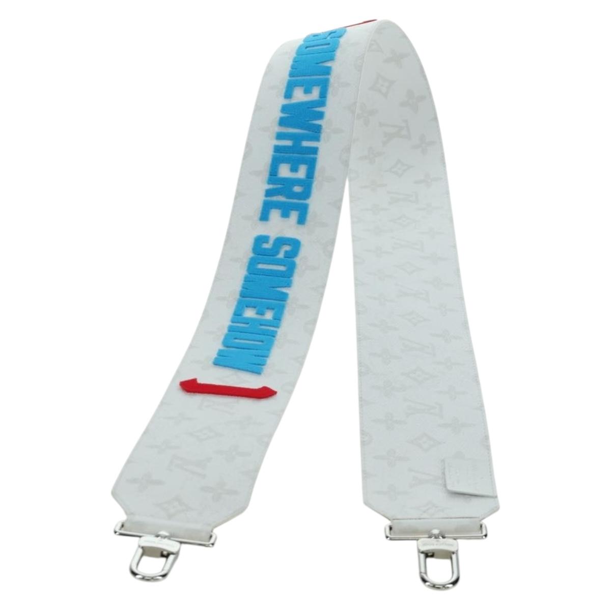 LOUIS VUITTON Bandouliere 80 Shoulder Strap 48.8"" White J02536 LV Auth YKZ505M