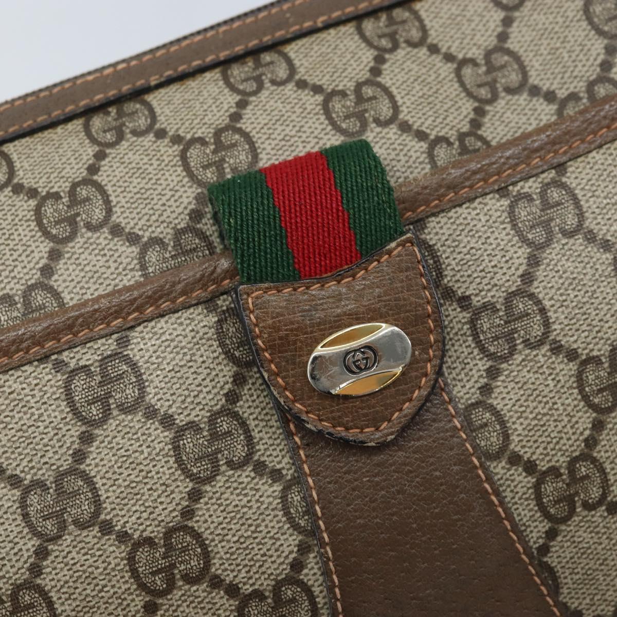 GUCCI GG Supreme Web Sherry Line Bag PVC Beige Gold 89 02 032 Auth YKZ514
