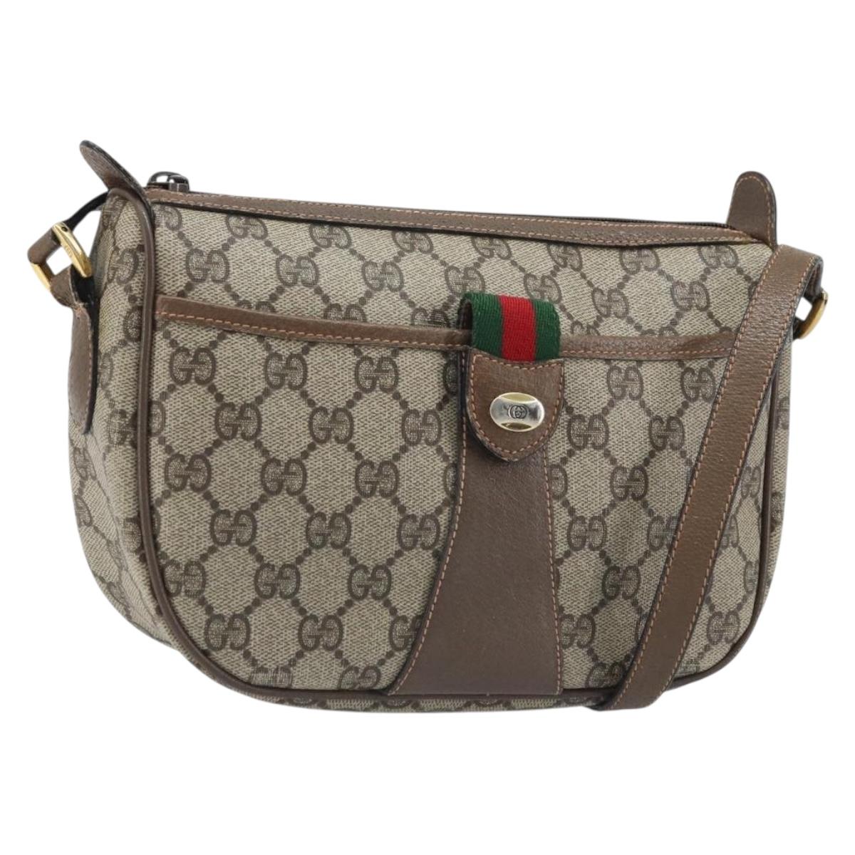 GUCCI GG Supreme Web Sherry Line Bag PVC Beige Gold 89 02 032 Auth YKZ514