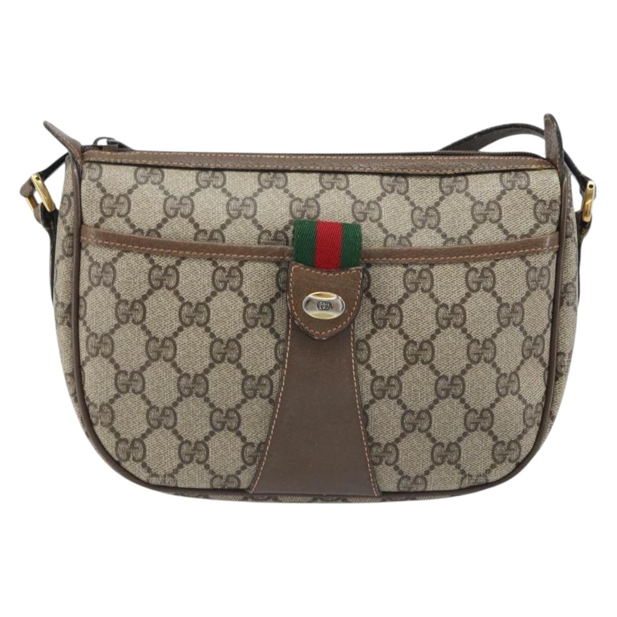 GUCCI GG Supreme Web Sherry Line Bag PVC Beige Gold 89 02 032 Auth YKZ514