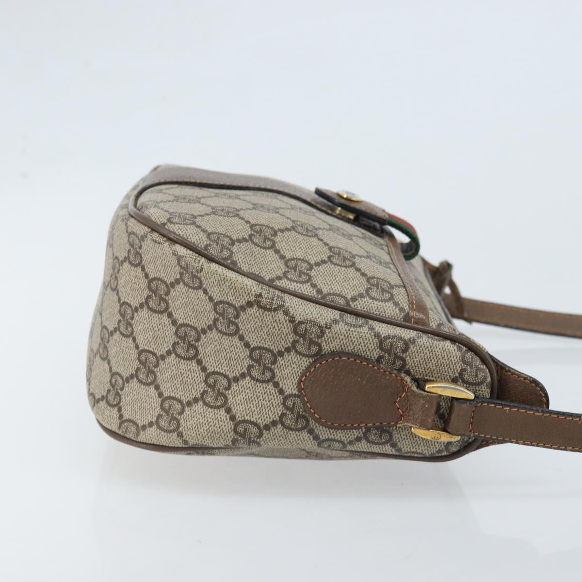 GUCCI GG Supreme Web Sherry Line Bag PVC Beige Gold 89 02 032 Auth YKZ514
