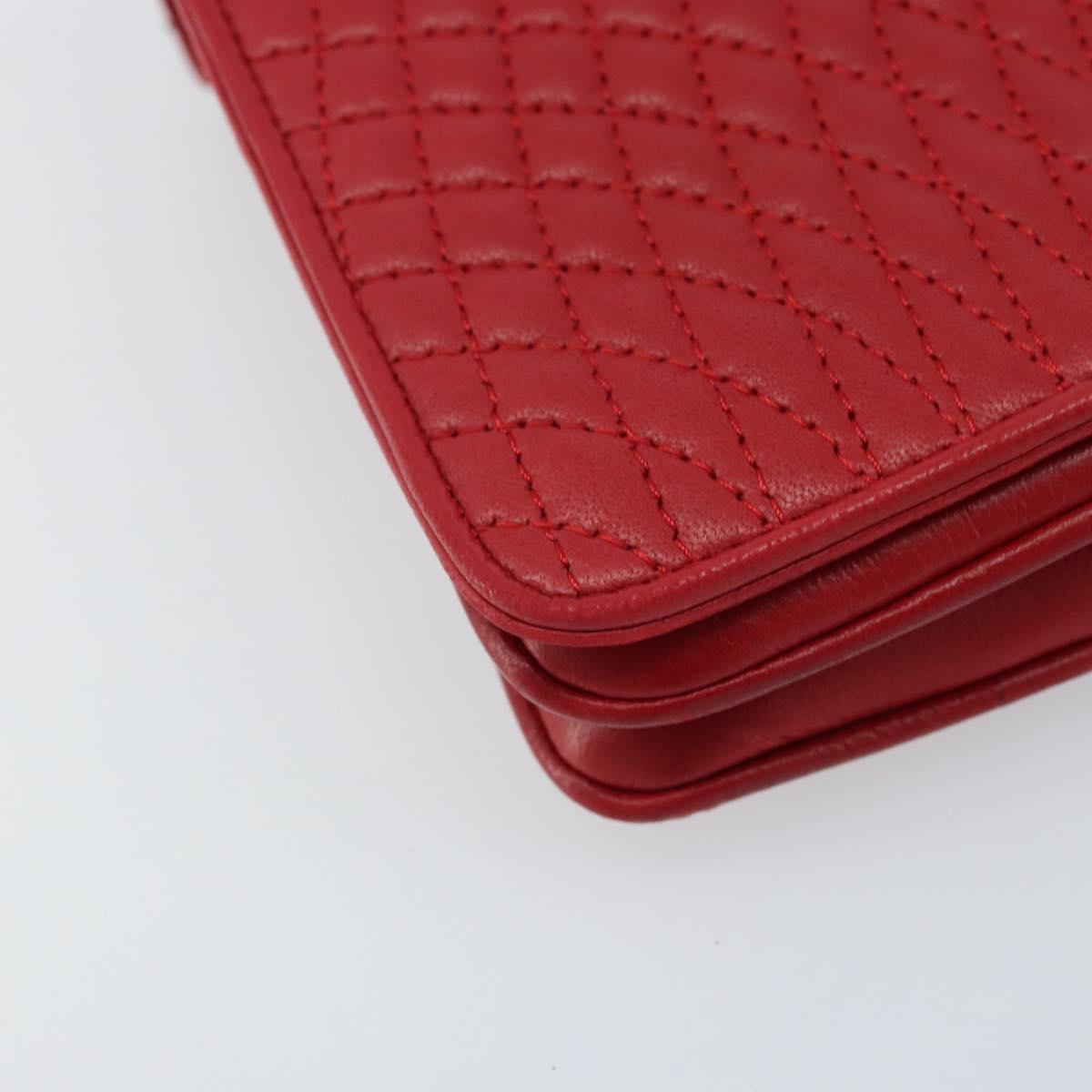 BALLY Hand Bag Leather 2way Red Gold Auth YKZ519A